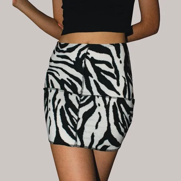 Black and White Zebra Print Mini Skirt - Picture 1 of 3